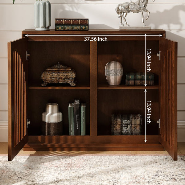 English Elm Mid Century Modern Fluted Sideboard Cabinet With Outlet Holes - Stylish Storage For Living Spaces W1801P362150