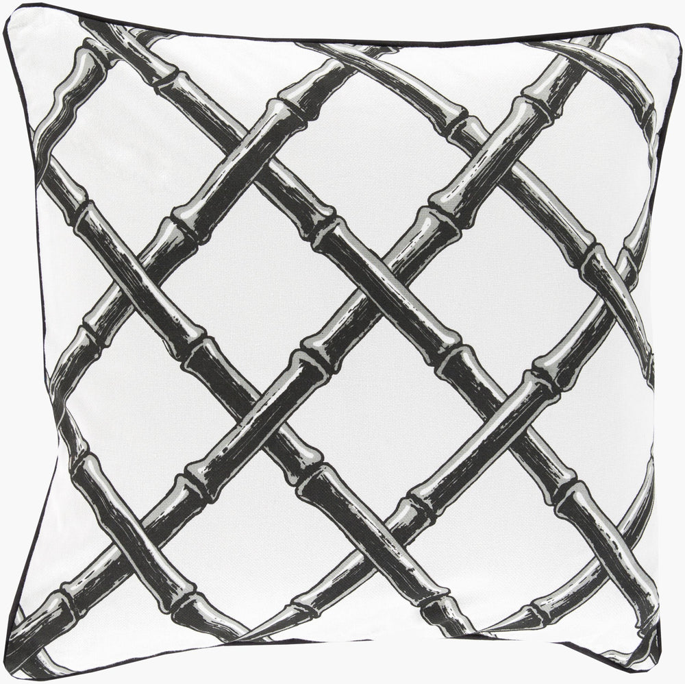 Surya Bamboo Lattice 20"L X 20"W Accent Pillow - Global Inspired Elegance For Your Home Decor Charm! White Cotton Fbb003-2020d
