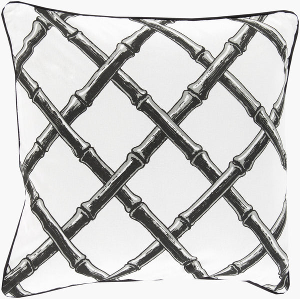 Surya Bamboo Lattice 20"L X 20"W Accent Pillow - Global Inspired Elegance For Your Home Decor Charm! White Cotton Fbb003-2020d