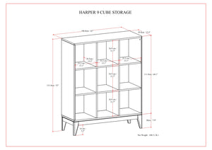 English Elm Harper Walnut Brown 9-Cube Storage Cabinet – Handcrafted Wood, Tapered Legs, Versatile Display & Organizing B136P238623