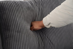 English Elm Sectional Corduroy Sleeper Sofa with Storage and Charging Ports for Small Spaces Grey W1361S00077