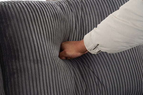 English Elm Sectional Corduroy Sleeper Sofa with Storage and Charging Ports for Small Spaces Grey W1361S00077