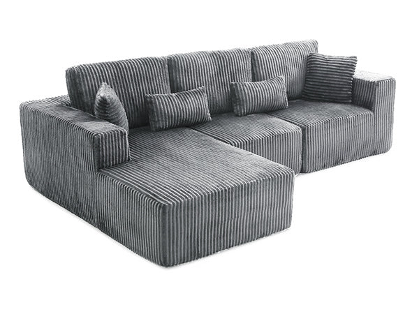 English Elm 107.5 Inch Modular Corduroy Sectional Deep Seat Cloud Sofa for Modern Living Rooms W2564S00120