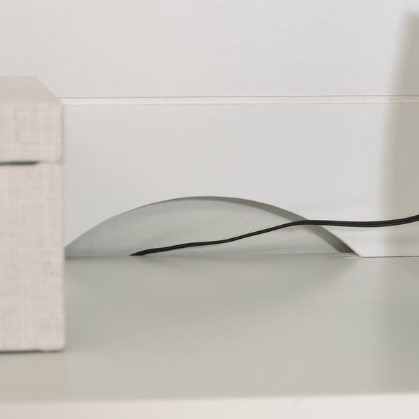 English Elm Hutch, White finish - Compact Engineered Wood Storage with Double-Door Cabinet, Open Shelves, Bead Board Detailing B356P367847