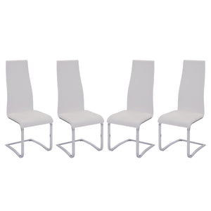 English Elm Set Leatherette Upholstered Dining Side Chairs with Ergonomic Contour, Chrome Legs, Modern Minimalist Flair White B016P223043