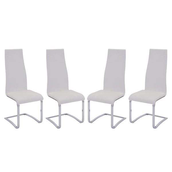 English Elm Set Leatherette Upholstered Dining Side Chairs with Ergonomic Contour, Chrome Legs, Modern Minimalist Flair White B016P223043