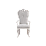 Hoyi Mist Grey Arm Chairs - Set of 2 with Ornate Carvings, Elegant Design & Cozy Comfort