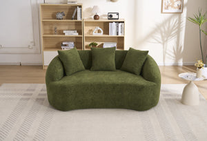English Elm Ly-049s Curved Chenille Loveseat with Boneless Frame for Modern Living Spaces Green W2231P402441