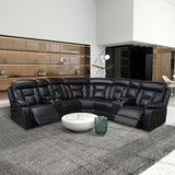 English Elm Manual Reclining Sofa Faux Leather Sofa Set Black