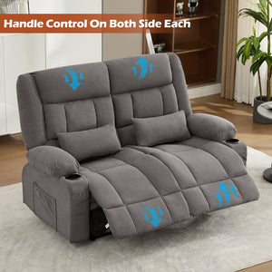 English Elm Recliner Oversized Manual Loveseat with Cup Holders and Side Pocket, Ergonomic 150° Recline, 600lb Capacity Grey W1521S00074