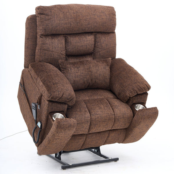 English Elm Old Age Electric Lift Chair With Massage & Heat, 180° Recline, Dual Motors, Cup Holders & Storage W547S00054