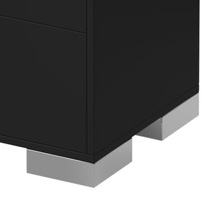 English Elm Modern Two Drawer Nightstand with Slim Metal Legs and Mirrored Bar Handles for Bedroom Black W5271P416540