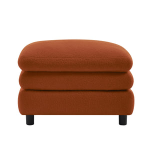 English Elm Vitoria Curved Modular Ottoman in Plush Teddy Fleece for Contemporary Living Rooms Orange W5656P454390
