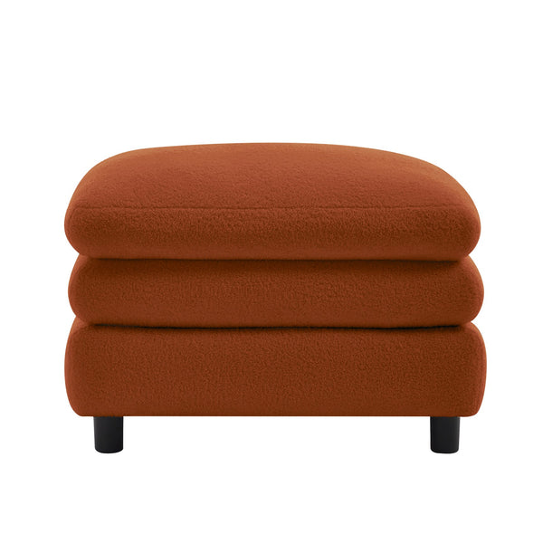English Elm Vitoria Curved Modular Ottoman in Plush Teddy Fleece for Contemporary Living Rooms Orange W5656P454390