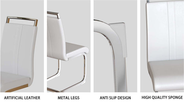 English Elm 63" Cream Mdf Dining Table With 6 Pu Armless Chairs - Modern Elegance For Home & Kitchen Dining W2189S00674