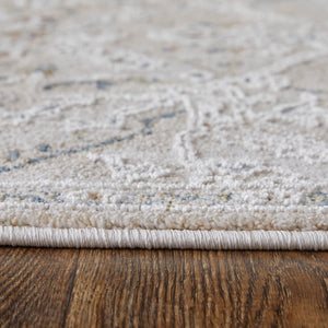 Feizy Rugs Pasha Global Charm Rug – Vibrant Machine-made Polyester, Pet-friendly, Low Pile For Any Space Taupe,Ivory,Blue Polyester Pas39m6fbgebluf05