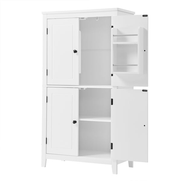 English Elm Elegant Bathroom Floor Storage Cabinet with 4 Doors, Adjustable Shelves, Anti-Tip Design, 28"L x 15"W White N725P188461K