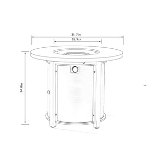 English Elm 32" 32inch Propane Fire Pit Table 50,000 BTU Steel Outdoor Patio Wicker Look with Rocks Lid Included W853P193941