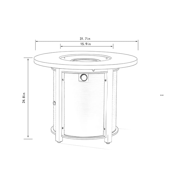 English Elm 32" 32inch Propane Fire Pit Table 50,000 BTU Steel Outdoor Patio Wicker Look with Rocks Lid Included W853P193941