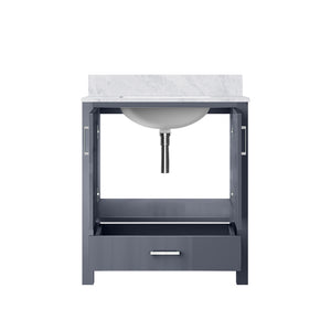 English Elm Dark Grey Bath Vanity With Elegant Carrara Marble Top - Stylish Storage Solution For Modern Bathrooms B2731P258782