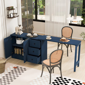 English Elm U_style Extendable Wooden Sideboard with 3 Drawers and 2 Doors for Entryway Living Room N711P334768V
