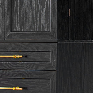 English Elm K&k Farmhouse Pantry Cabinet Tall Freestanding Kitchen Storage with Drawers Shelves Black N707P356569B