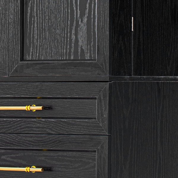 English Elm K&k Farmhouse Pantry Cabinet Tall Freestanding Kitchen Storage with Drawers Shelves Black N707P356569B