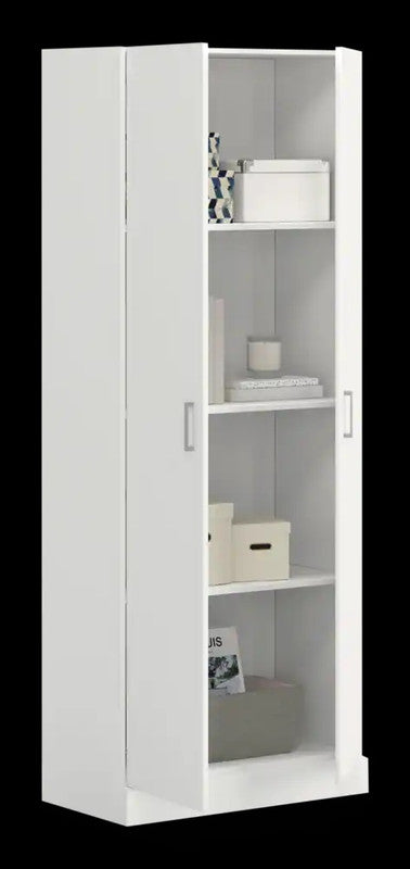 English Elm Alessia Tall Slim White Laminate Double Door Cabinet with Adjustable Interior Shelves B2749P413237