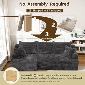 English Elm Modern Chenille Sectional Sofa with Chaise Configurable Modules for Living Room Lounging W3653P443556