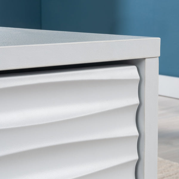 English Elm Coffee Coffee Table with Gold-Tone Accents and Two Drawers for Stylish Living Room Storage and Decor White B356P402588