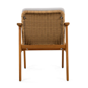 English Elm Christopher Knight Home® - Outdoor Dining Chairs Set of 2 with Acacia Wood Frame and Brown PE Wicker, Waterproof Cushions, 400lb Capacity Grey,Teak N779P280043G