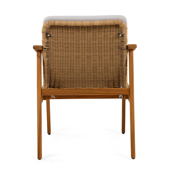 English Elm Christopher Knight Home® - Outdoor Dining Chairs Set of 2 with Acacia Wood Frame and Brown PE Wicker, Waterproof Cushions, 400lb Capacity Grey,Teak N779P280043G