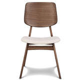 Set of 2 Marcelina Dining Chairs, White/Brown, Curved Seat Backs, Slender Frame, Tapered Legs