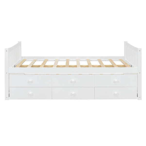English Elm Full Size Daybed with Trundle Twin Pullout and Three Storage Drawers for Guest Rooms LP100341AAK