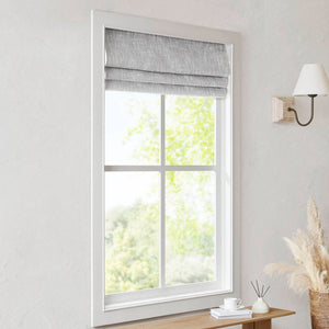 English Elm 1-piece Cordless Roman Shade Linen Look Blackout Polyester Viscose Bedroom Window B035P437524