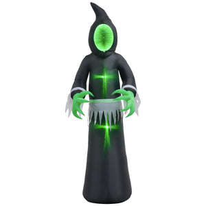 English Elm HOMCOM Inflatable 8ft Nutcracker Soldier with Scepter and LED Lights, Weather-Resistant Yard Décor Black W2225P229635