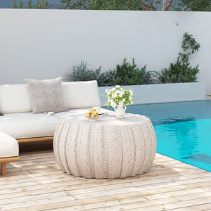 English Elm 35.43" Square Mgo Cement Coffee Table Weatherproof Indoor Outdoor Low Profile Modern White W757P387436