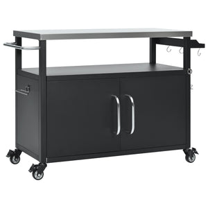 English Elm K&K 54.5" Outdoor Kitchen Island with 1.6" Stainless Top, Locking Wheels, Spice Rack & Bottle Opener N707P270779B