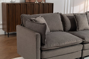 English Elm Modern Chenille Sectional Sofa with Ottoman Modular Layout for Spacious Living Rooms Antique Grey W2530S00018