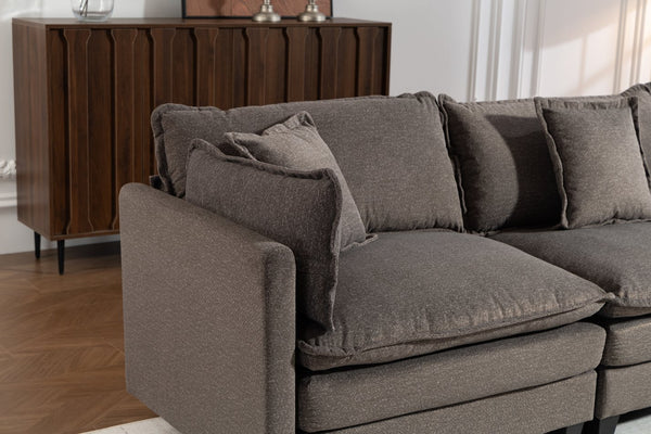 English Elm Modern Chenille Sectional Sofa with Ottoman Modular Layout for Spacious Living Rooms Antique Grey W2530S00018