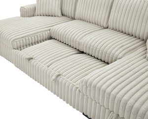 English Elm U U Shaped Sleeper Sofa with Pull-Out Bed and Hidden Chaise Storage, Plush Corduroy Comfort khaki W1417S00078