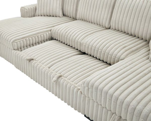 English Elm U U Shaped Sleeper Sofa with Pull-Out Bed and Hidden Chaise Storage, Plush Corduroy Comfort khaki W1417S00078