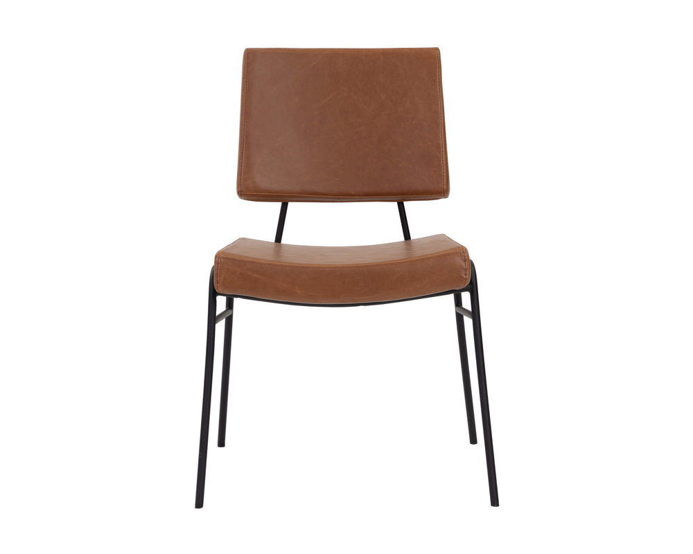 Sunpan Brinley Dining Chair - Modern Faux Leather Comfort with Stylish Powder Coated Stainless Steel Legs Black / Hazelnut