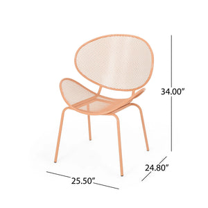 English Elm Christopher Knight Home® - ELBA Modern Mesh Shell Chat Set with Powder-Coated Iron Frame, Retro Minimal Outdoor Seating Orange N775P250740O
