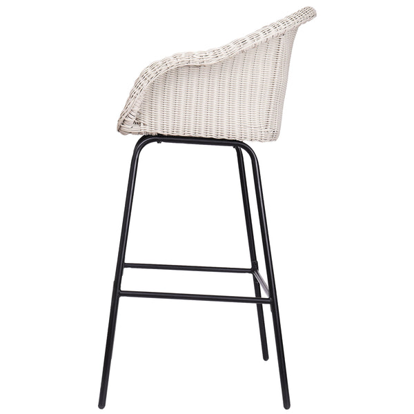 English Elm Christopher Knight Home® - Ladd Outdoor Metal Wicker Barstool Set of 2 — 29.5" Bar Height, Woven PE Rattan, Sturdy 400 lb Capacity Black,Light Gray N775P277558G