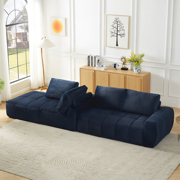 English Elm Faux Fur Tufted Oversized Sectional Plush Sleeper Sofa for Living Room Lounge W2339S00061