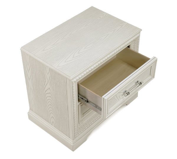 English Elm Beautiful Transitional 1pc Nightstand with 2 Drawers White Cream Finish Wooden Bedroom Accent B011P221372
