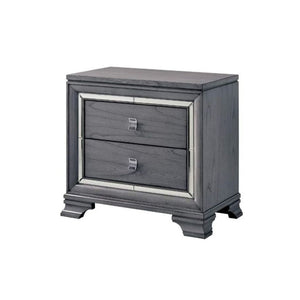English Elm 2 Drawer Nightstand with Ample Storage and Inset Handles, Contemporary Wooden Bedside Table with Sturdy Legs and Wide Display Top Light Gray B016P251572