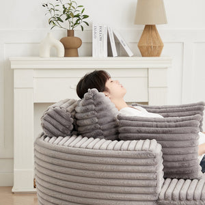 English Elm 55''l 55'l Chenille Swivel Lounge Chair Plush Foam Fill 360 Rotation Modern Living Room W834S00610