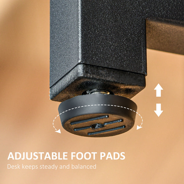 English Elm HOMCOM Extra Long 78.75" Double Computer Desk for Two with Monitor Shelves, CPU Stand, Industrial Tan W2225P217264